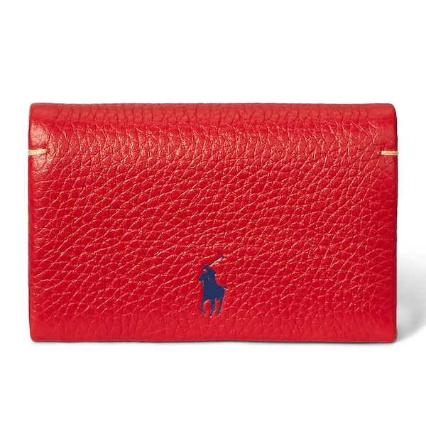 Women Red Polo Play Leather Snap Card